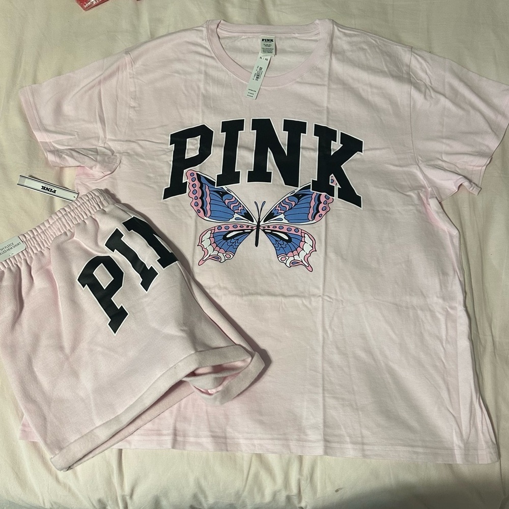Victoria’s Secret PINK Butterfly Tee Shirt and shorts